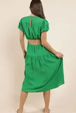 SADIE AND SAGE SOCIALIZE PUFF SLEEVE MIDI DRESS
