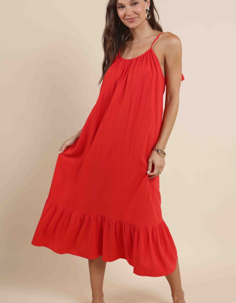 SADIE AND SAGE SUGARLOAF TIE STRAP MIDI DRESS