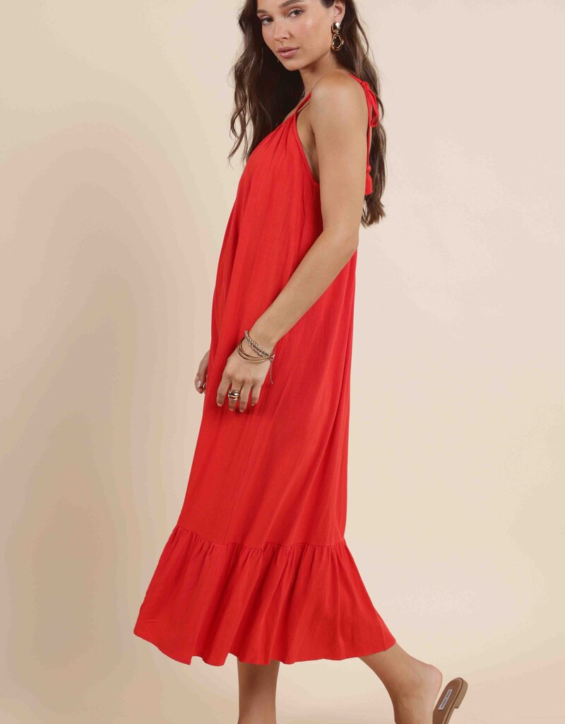 SADIE AND SAGE SUGARLOAF TIE STRAP MIDI DRESS