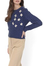 SADIE AND SAGE LULU EMBROIDERED DAISY SWEATER