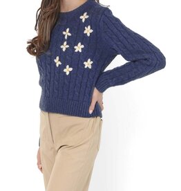SADIE AND SAGE LULU EMBROIDERED DAISY SWEATER