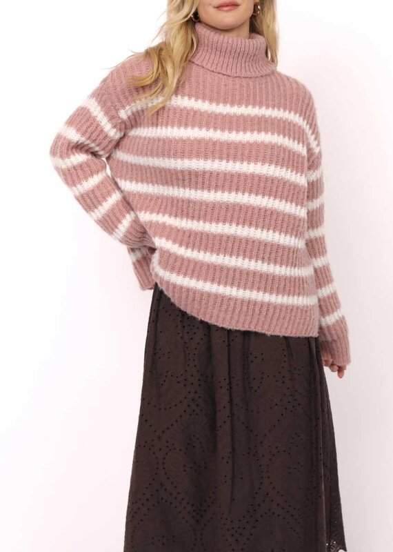 SADIE AND SAGE AKI STRIPED TURTLENECK