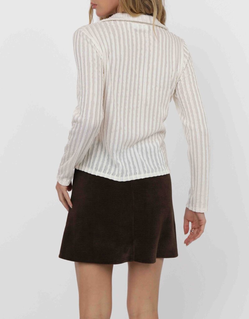 SAGE THE LABEL HIDEAWAY RUFFLE LACE KNIT TOP