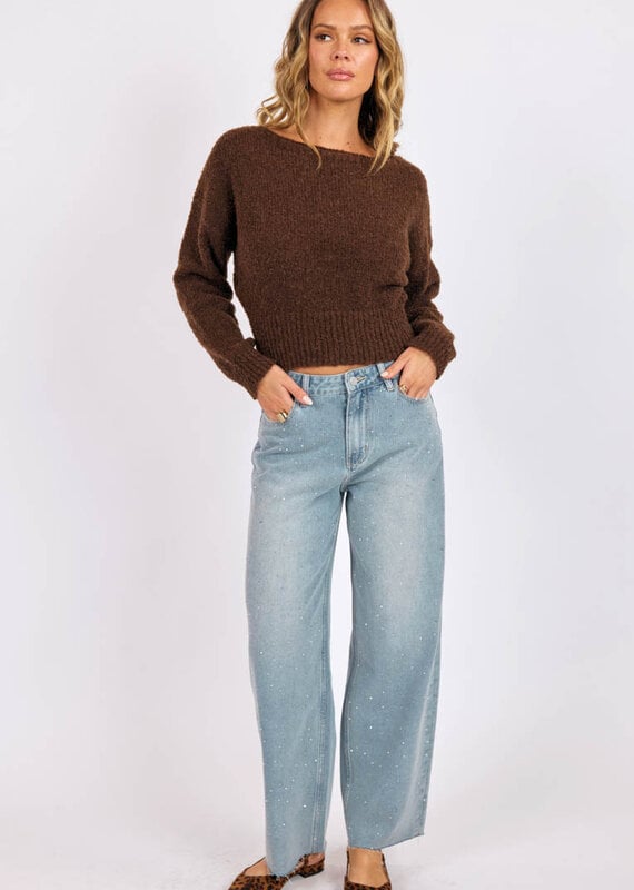 SAGE THE LABEL GLITTER EMBELLISHED JEANS
