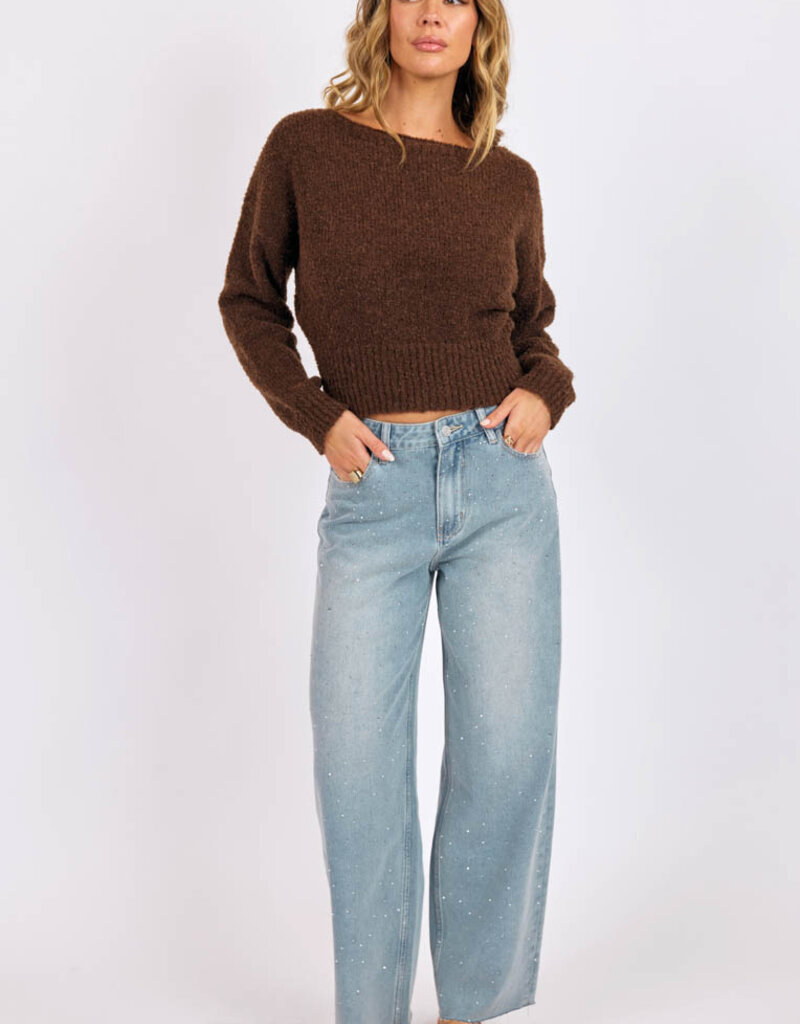 SAGE THE LABEL GLITTER EMBELLISHED JEANS