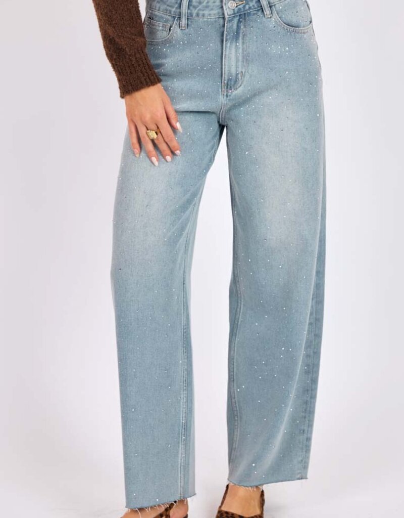 SAGE THE LABEL GLITTER EMBELLISHED JEANS