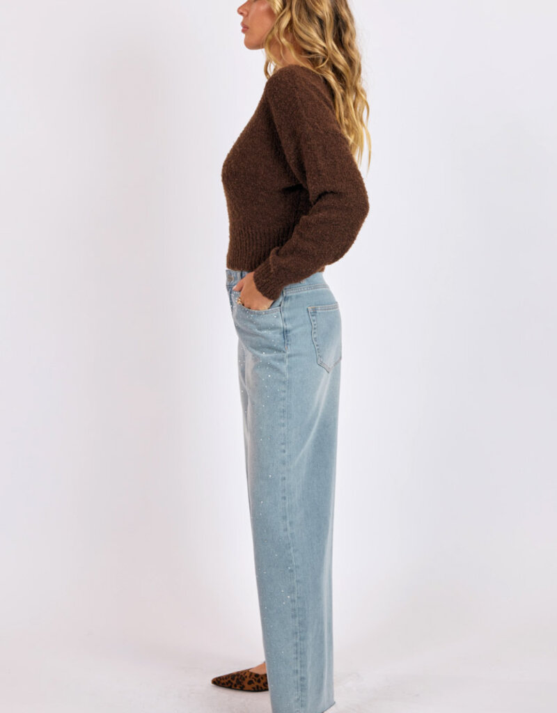 SAGE THE LABEL GLITTER EMBELLISHED JEANS