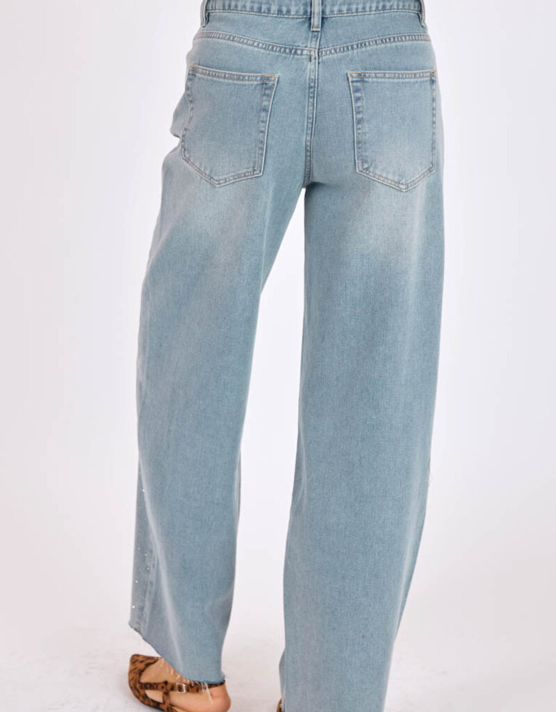 SAGE THE LABEL GLITTER EMBELLISHED JEANS
