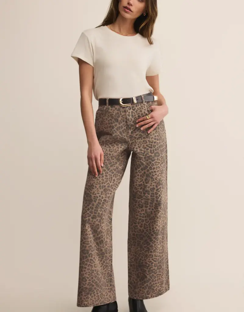 ZSUPPLY MARLI DENIM LEOPARD PANT