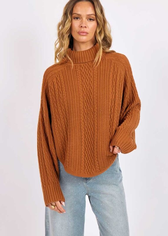 SAGE THE LABEL FABLE CABLE KNIT TURTLENECK