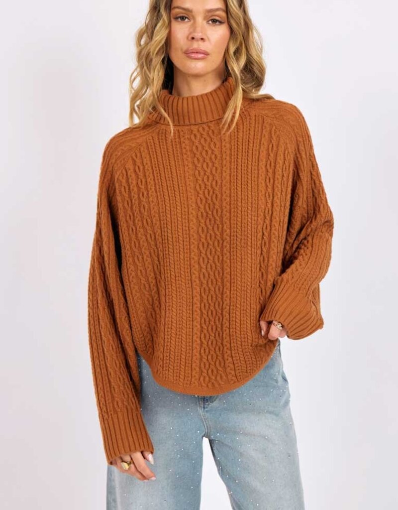 SAGE THE LABEL FABLE CABLE KNIT TURTLENECK