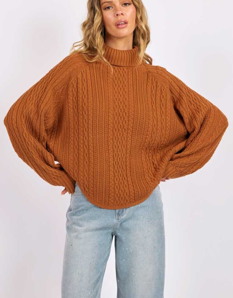 SAGE THE LABEL FABLE CABLE KNIT TURTLENECK