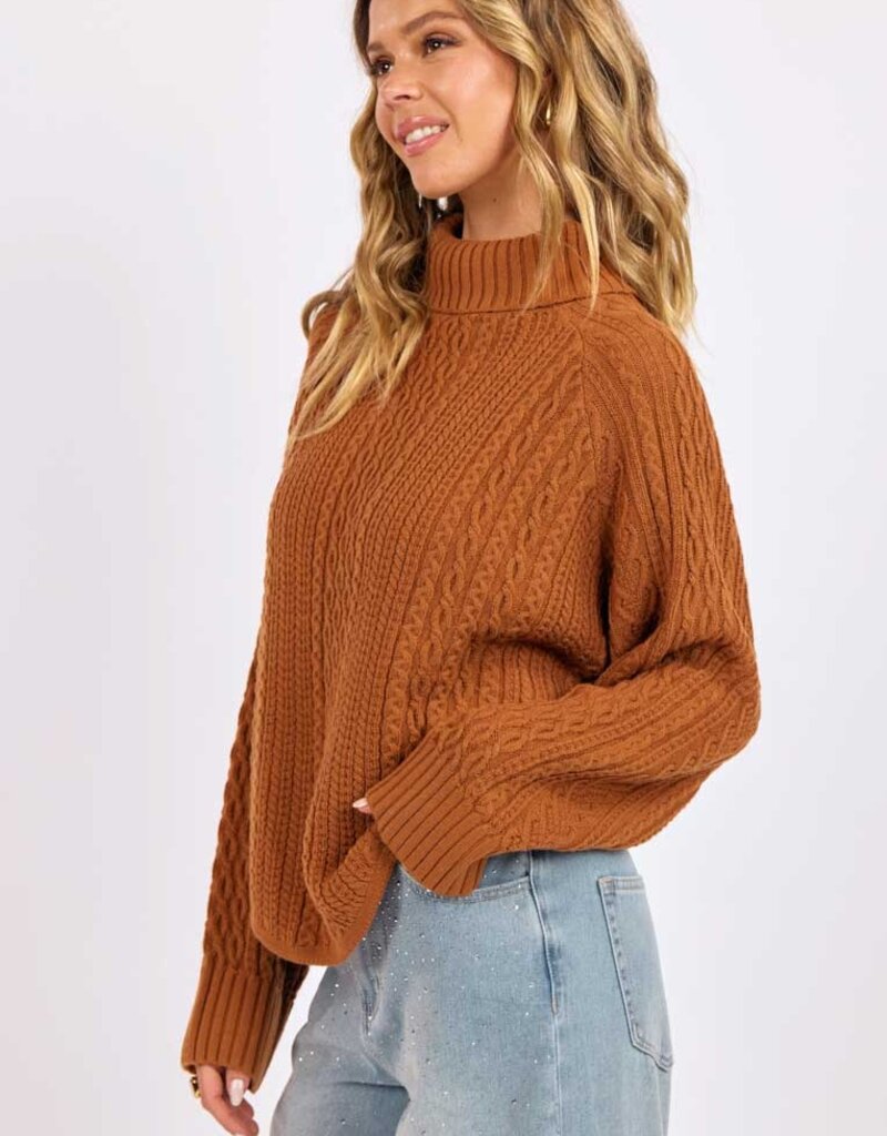 SAGE THE LABEL FABLE CABLE KNIT TURTLENECK