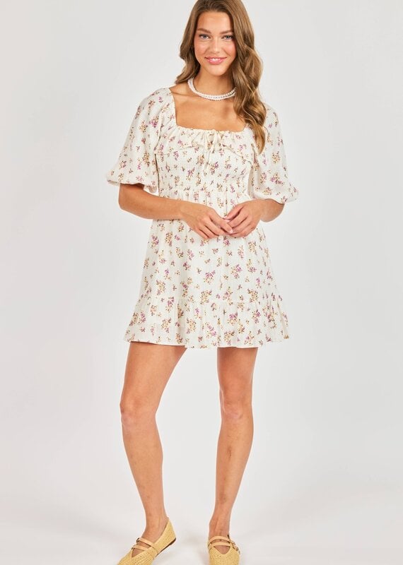 SADIE AND SAGE BOUQUET SMOCKED MINI DRESS