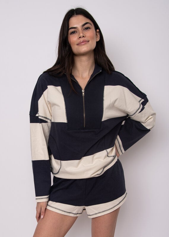 RD STYLE CAMILLE STRIPED HALF ZIP