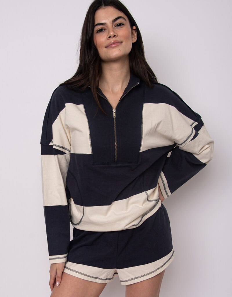 RD STYLE CAMILLE STRIPED HALF ZIP