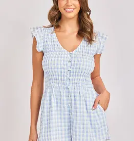 SADIE AND SAGE BLUEBELL GINGHAM ROMPER