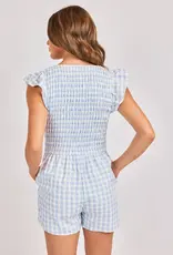 SADIE AND SAGE BLUEBELL GINGHAM ROMPER