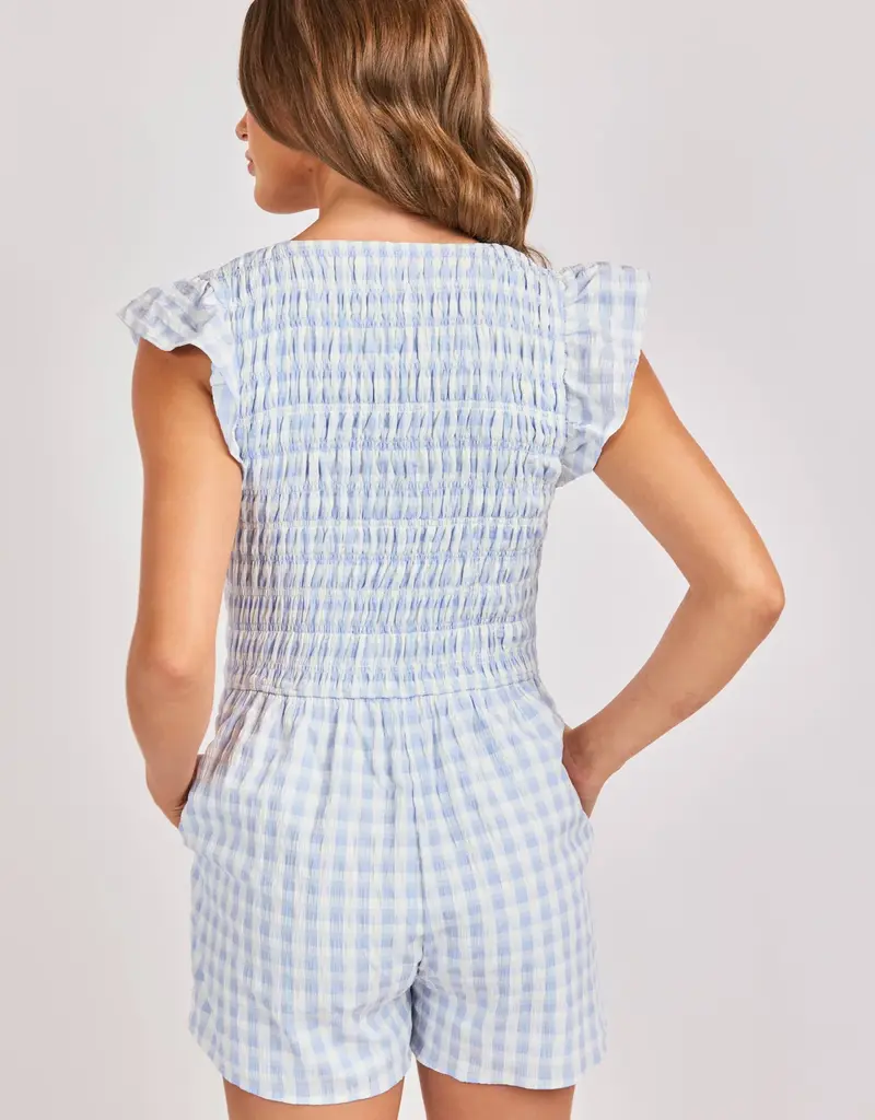 SADIE AND SAGE BLUEBELL GINGHAM ROMPER