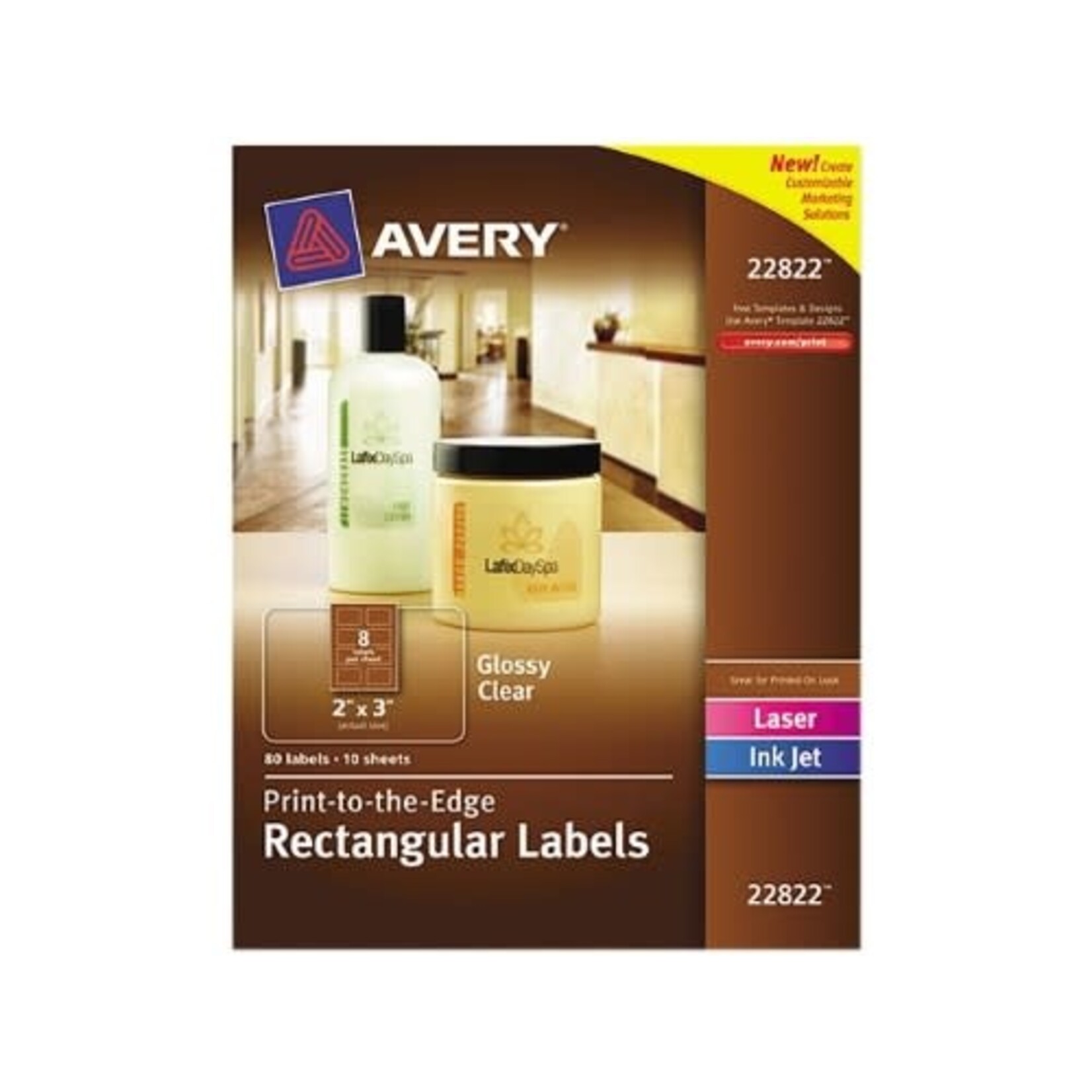 Avery LABELS-BUSINESS/BRANDING, 2X3 GLOSSY CLEAR 80/PACK 22822