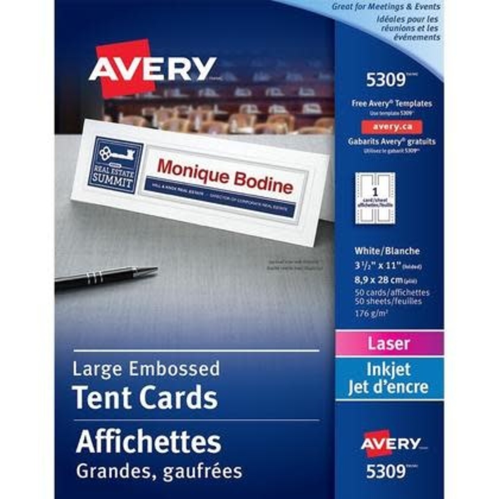 Avery TENT CARDS - AVERY LARGE 3.5 X 11 WHITE 50 PK AVE5309