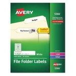 Avery LABELS-FILE FOLDER PERMANENT 3-7/16X2/3 WHITE 600/EV 5366