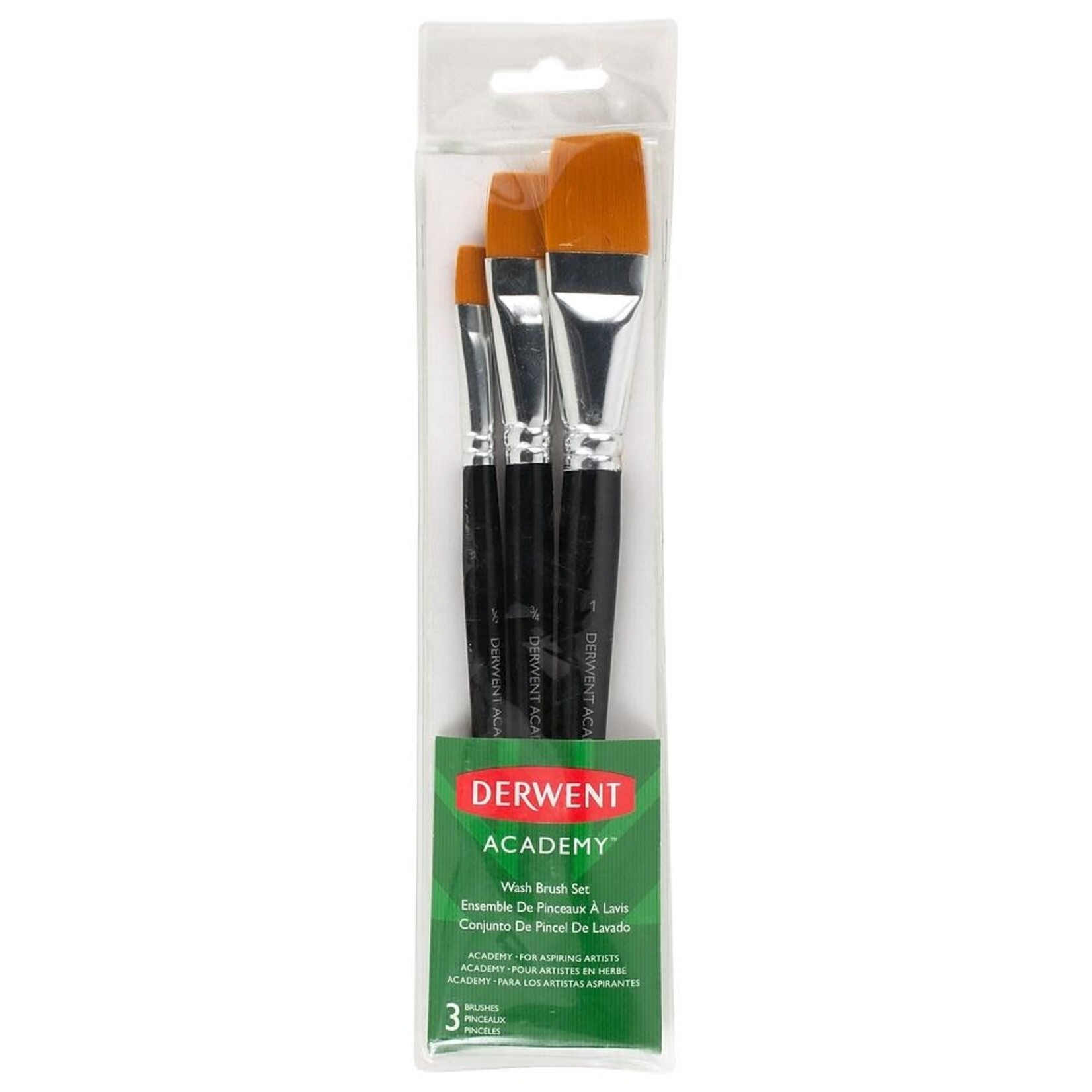 Derwent PAINT BRUSH SET-DERWENT ACADEMY, 3 WASH ASSORTED