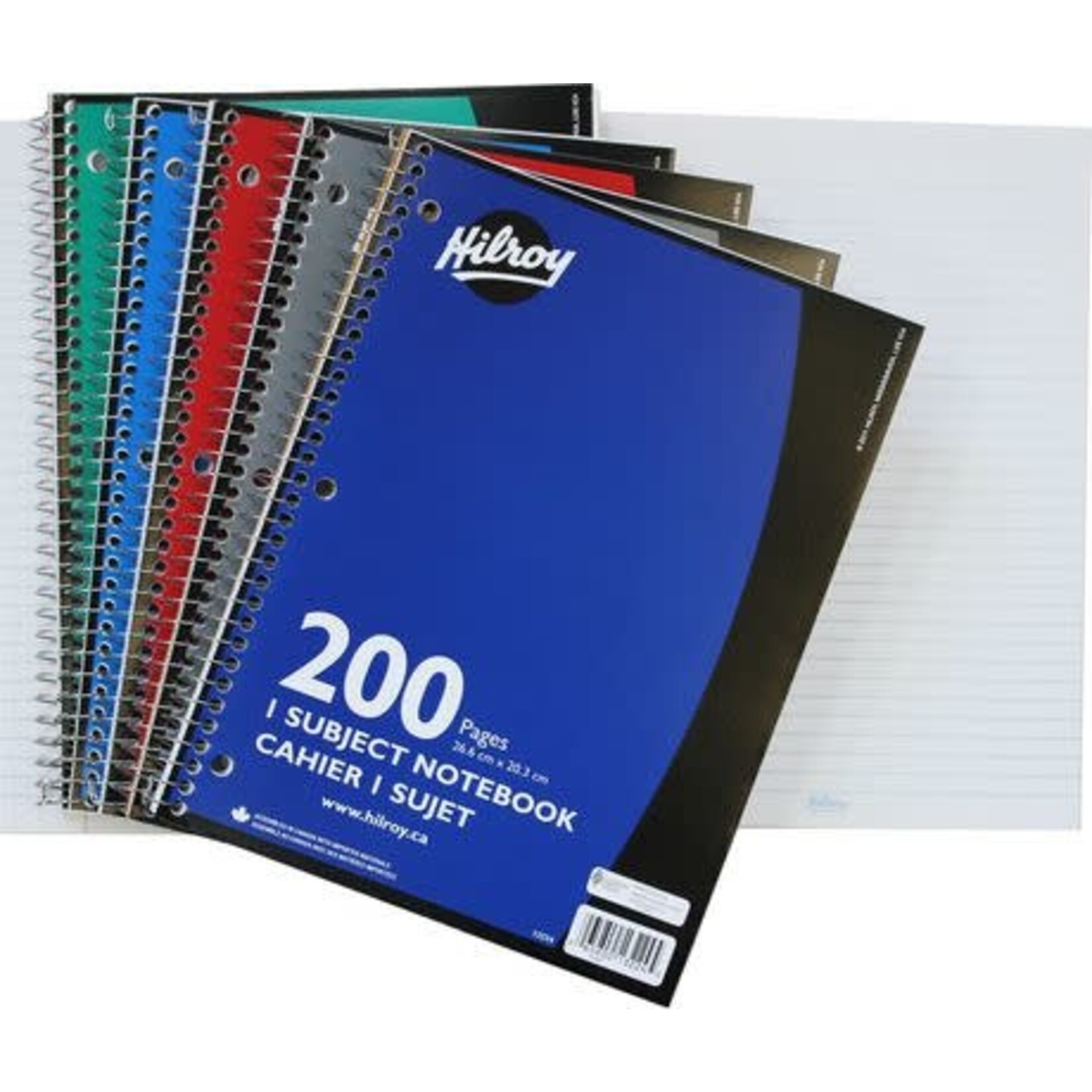Hilroy NOTEBOOK-COIL, 1-SUBJECT 10.5X8 200 PAGE 3-HOLE, ASSORTED