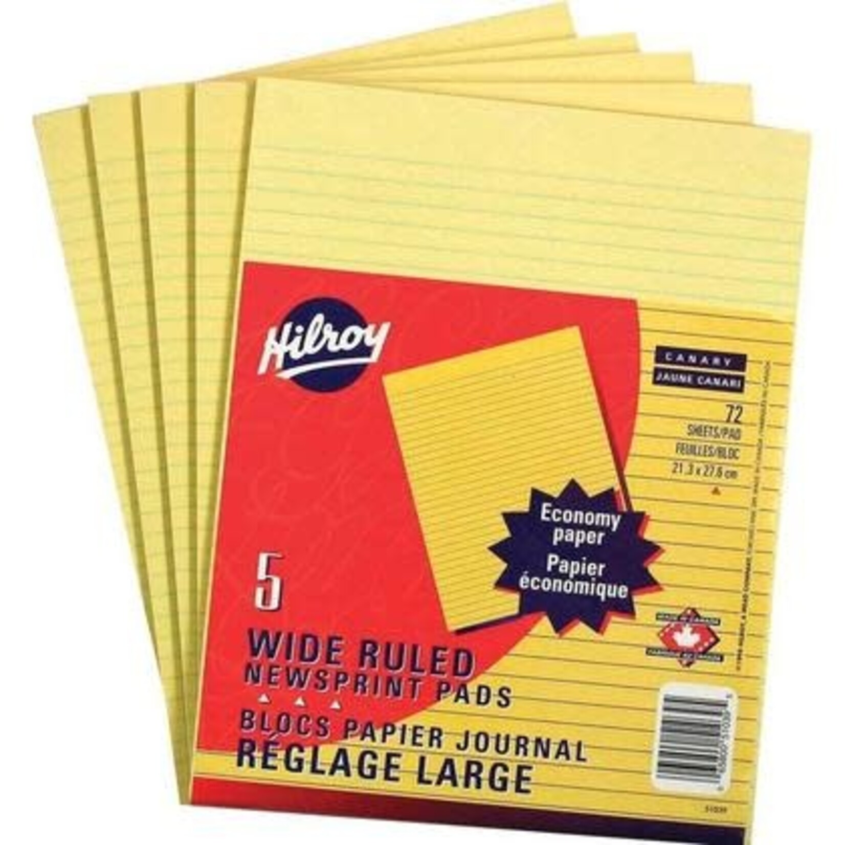Hilroy FIGURING PAD-LETTER RULED CANARY LETTER  5/PACK