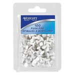 Westcott ACME PUSH PINS, WHITE 100/PK