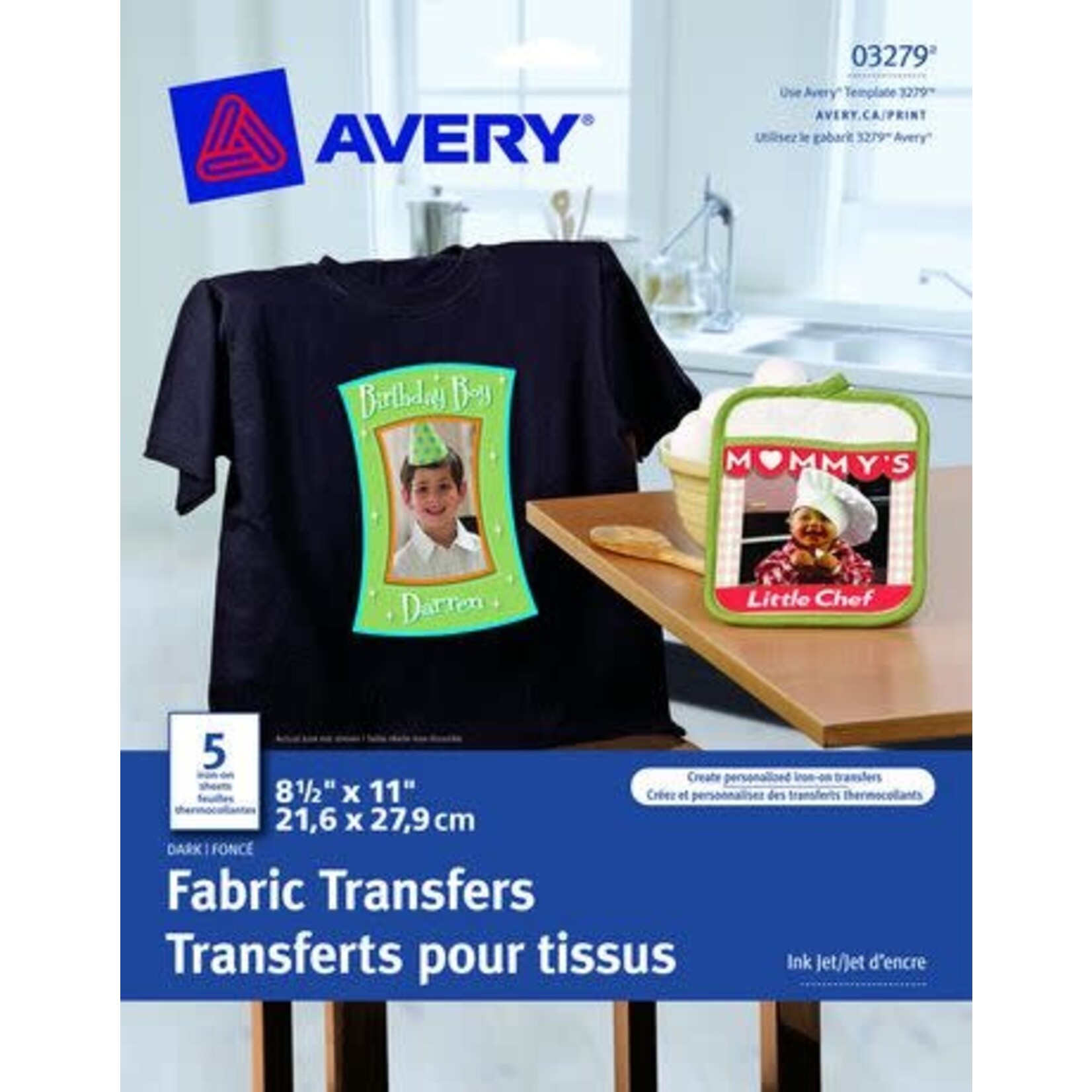 Avery TRANSFERS-T-SHIRT, DARK  8-1/2X11, 5/EV 03279