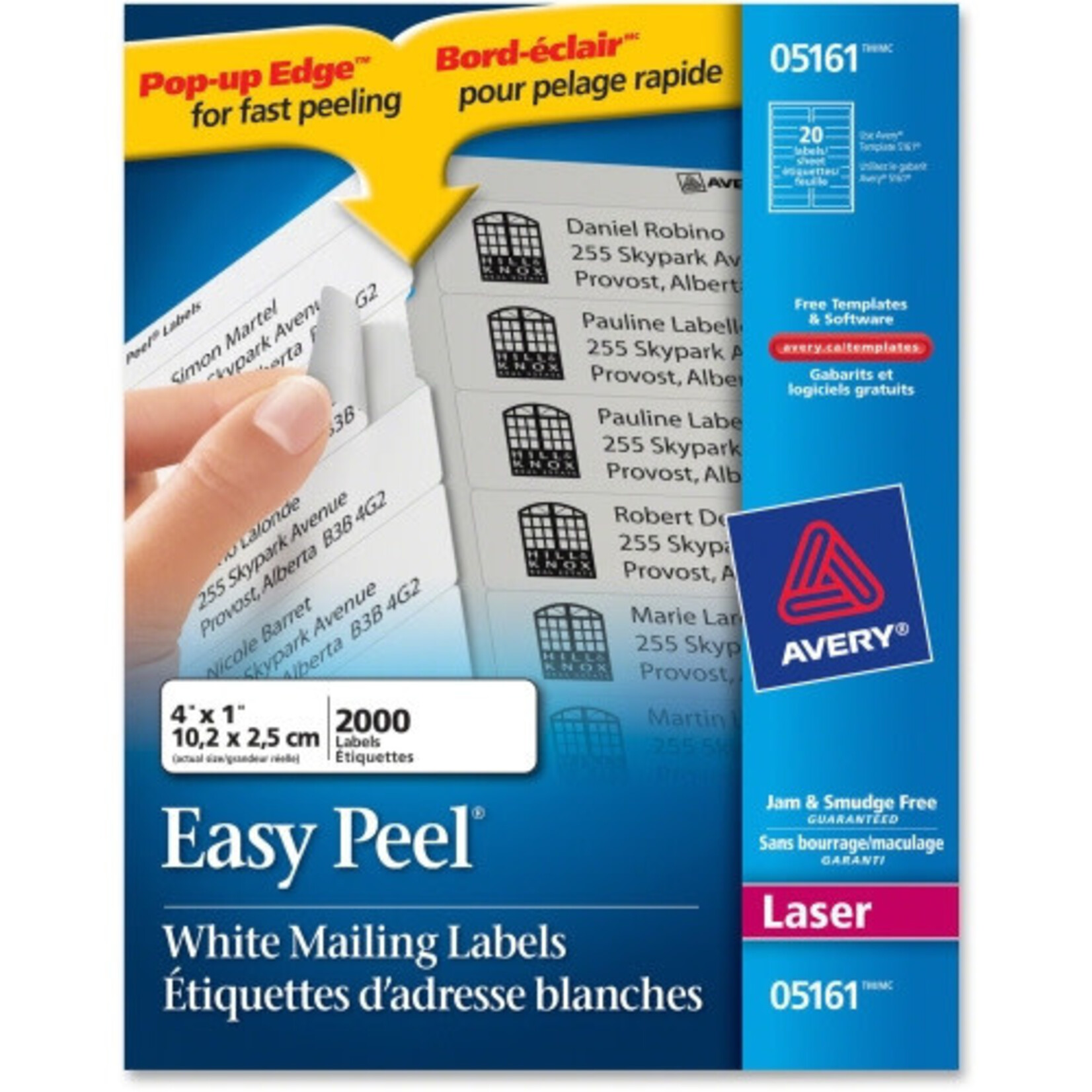 Avery LABELS-ADDRESS EASY PEEL WHITE 1X4 2000/BOX 05161