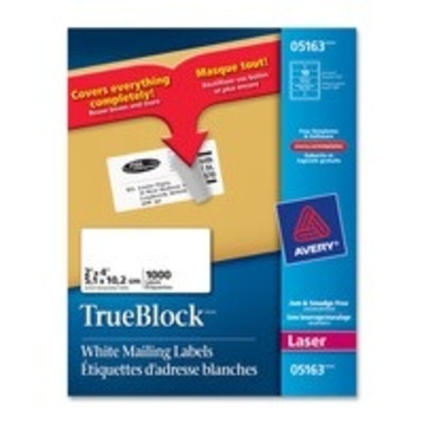 Avery LABELS-SHIPPING TRUEBLOCK WHITE 2X4 1000/BOX 05163