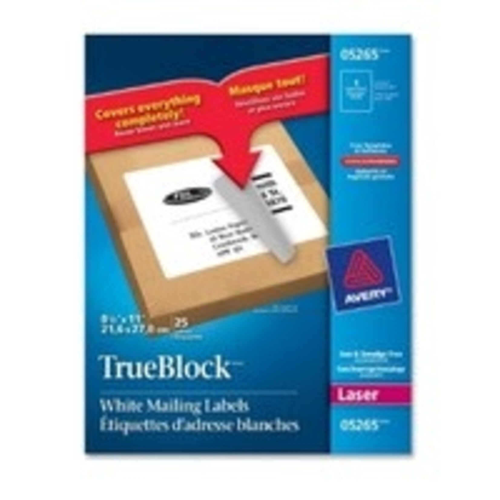 Avery LABELS-SHIPPING TRUEBLOCK WHITE 11X8-1/2 25/EV 05265