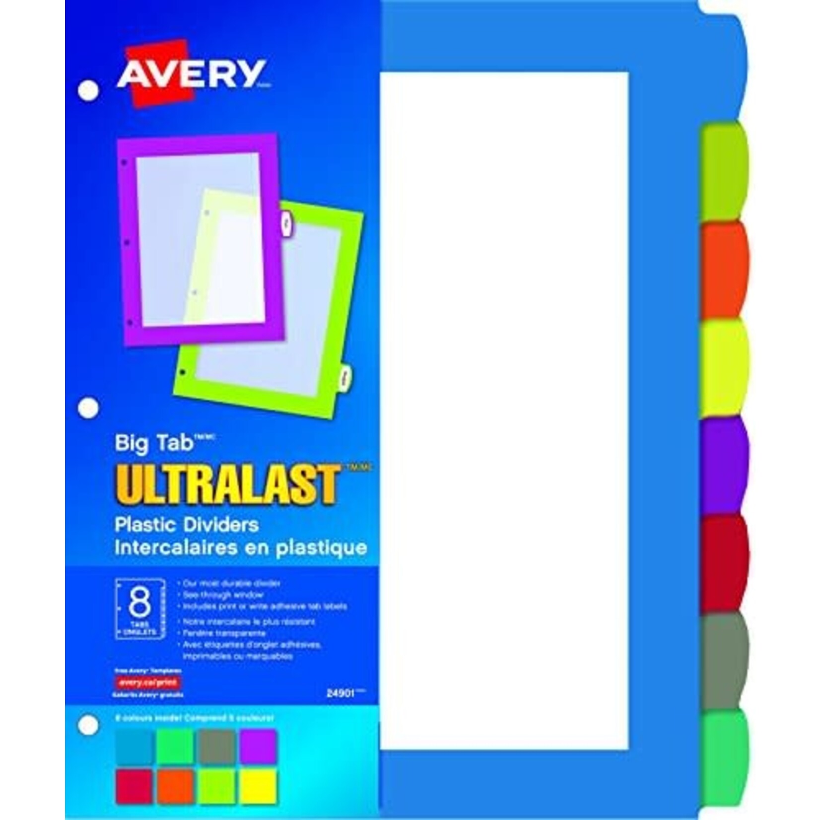 Avery INDEX DIVIDERS-BIG TAB ULTRALAST DURABLE,8 TAB MULTI-COLOUR 24901