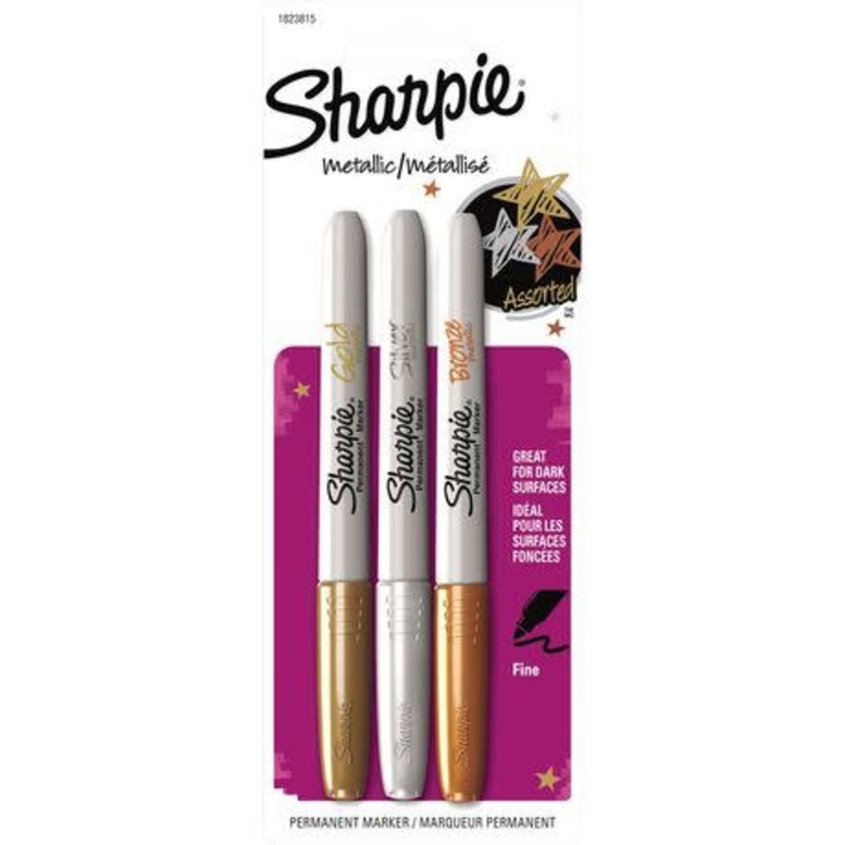 Sharpie MARKER-PERMANENT, SHARPIE METALLIC, FINE 3 ASSORTED
