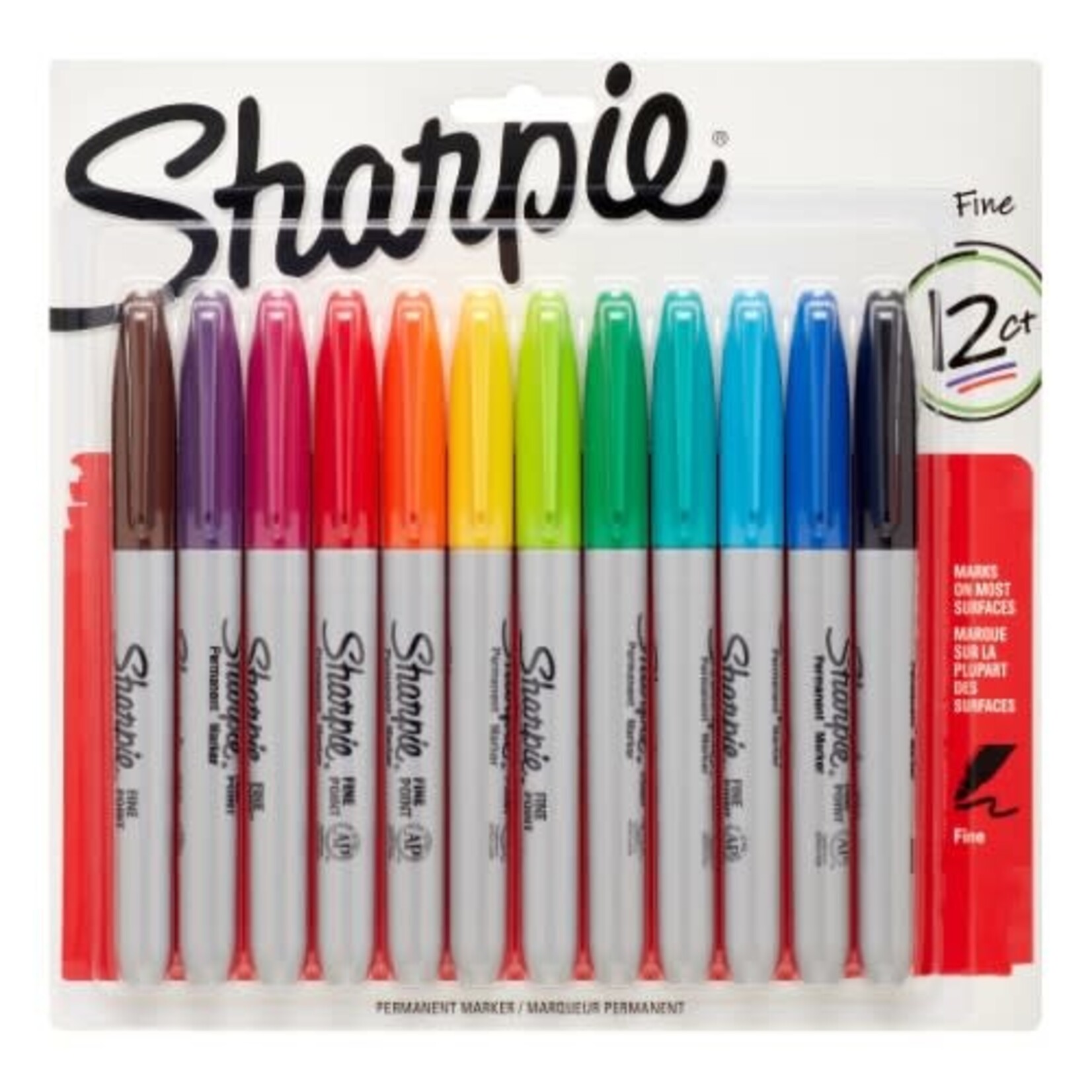 Sharpie MARKER SET-PERMANENT, SHARPIE FINE, 12 COLOURS