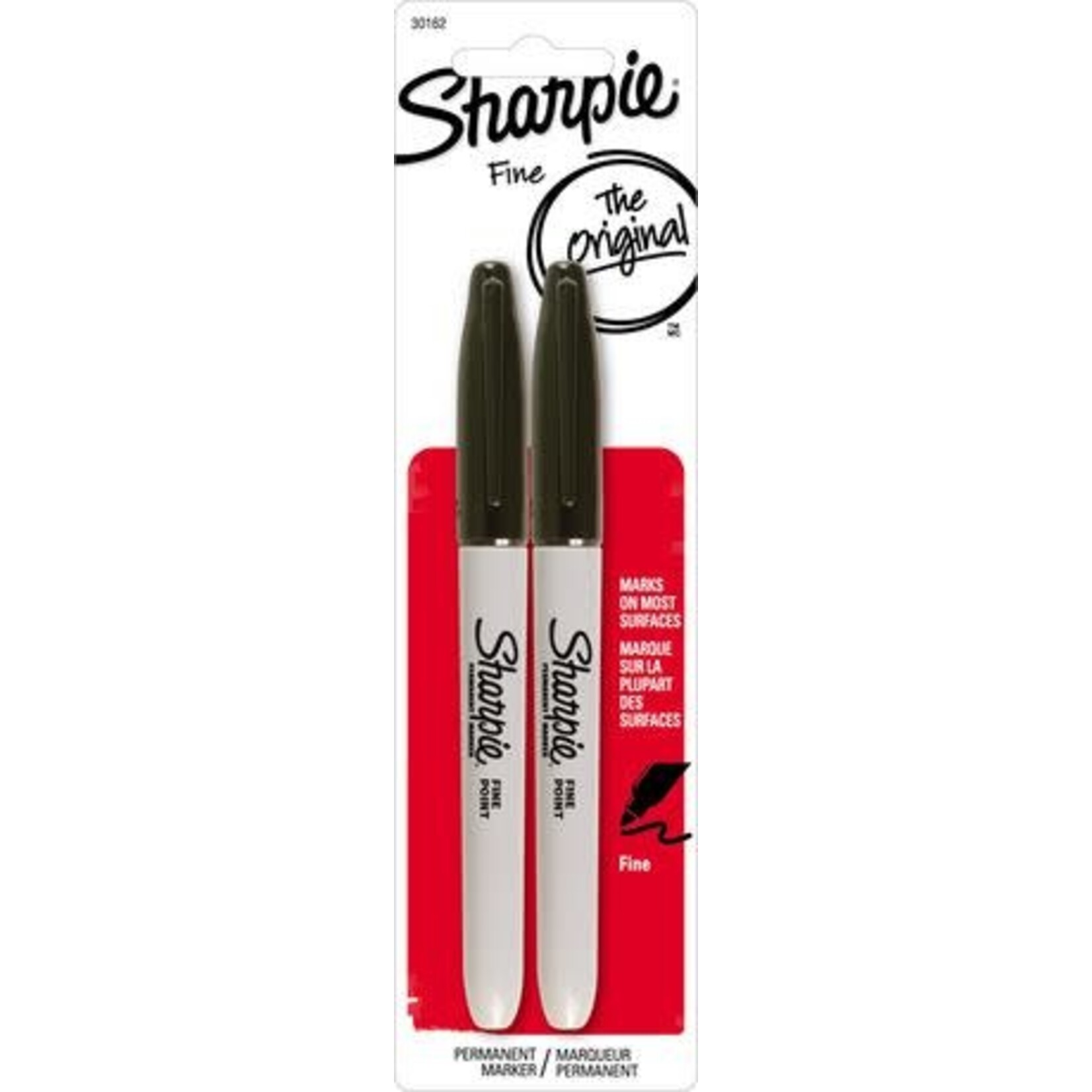 Sharpie MARKER-PERMANENT, SHARPIE FINE, BLACK 2/CARD