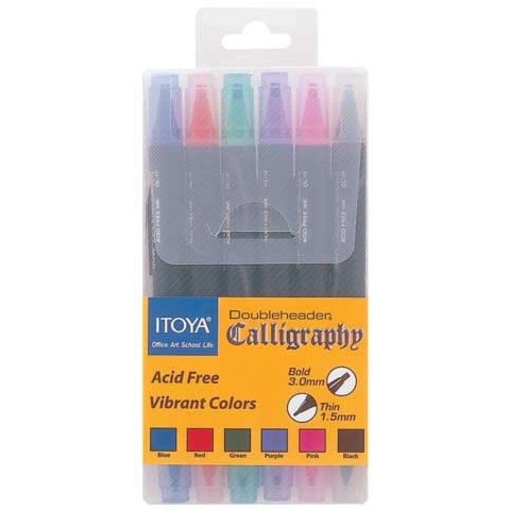 Itoya CALLIGRAPHY MARKER-DOUBLE ENDED, 6-PIECE POLY BOX SET