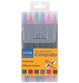 Itoya CALLIGRAPHY MARKER-DOUBLE ENDED, 6-PIECE POLY BOX SET