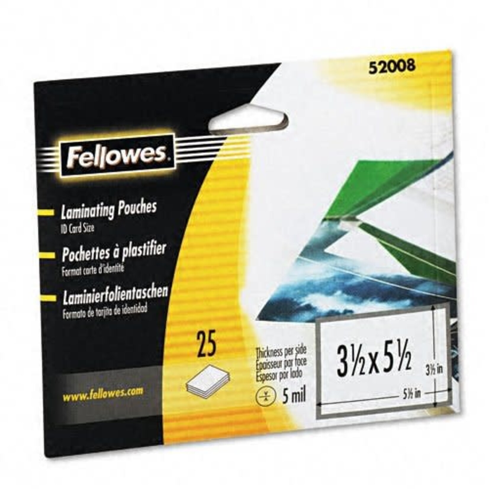 Fellowes LAMINATING POUCH-INDEX CARD 5MIL 25/PACK