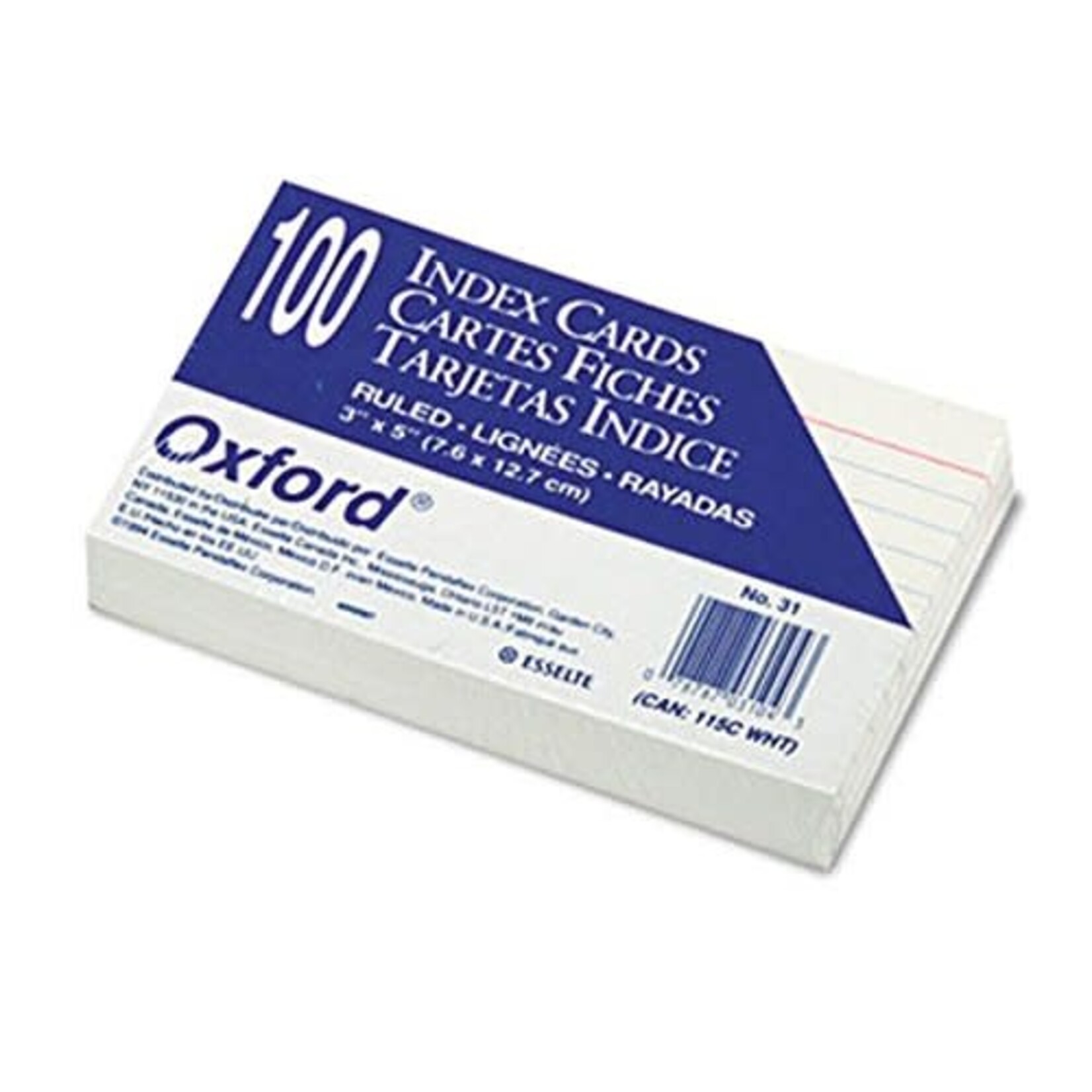 TOPS Products INDEX CARDS-3X5 RULED 1 SIDE, WHITE 100/PACK -31