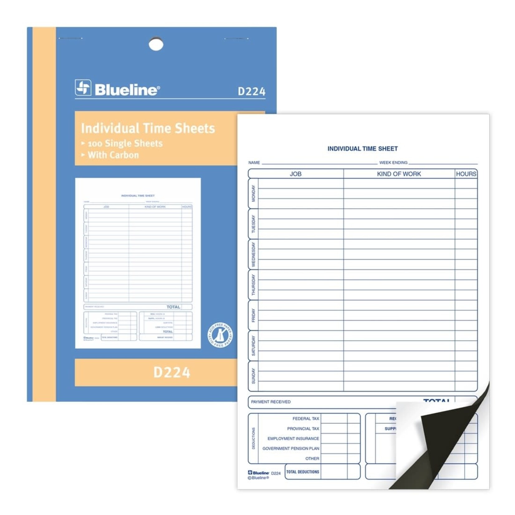 Blueline FORMS-TIME SHEET, INDIVIDUAL 1-PART ENGLISH
