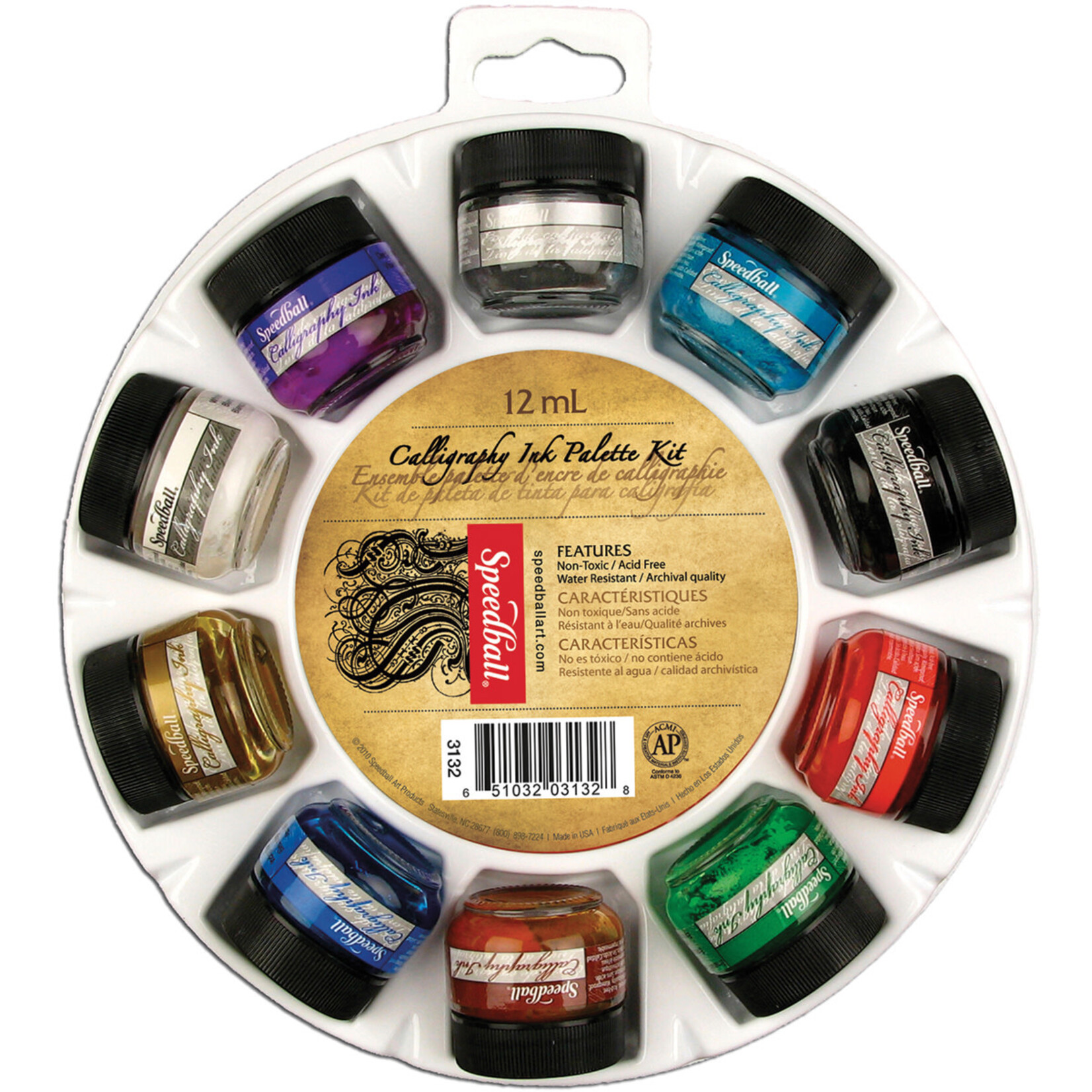 Speedball Art INK SET-CALLIGRAPHY SPEEDBALL ACRYLIC, 10 COLOUR