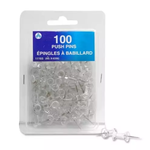 Acme United Acme Push Pins Clear 100/pack