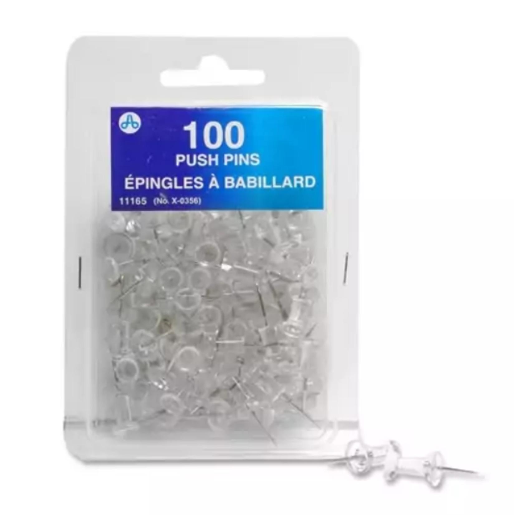 Acme United ACME PUSH PINS CLEAR 100/PK