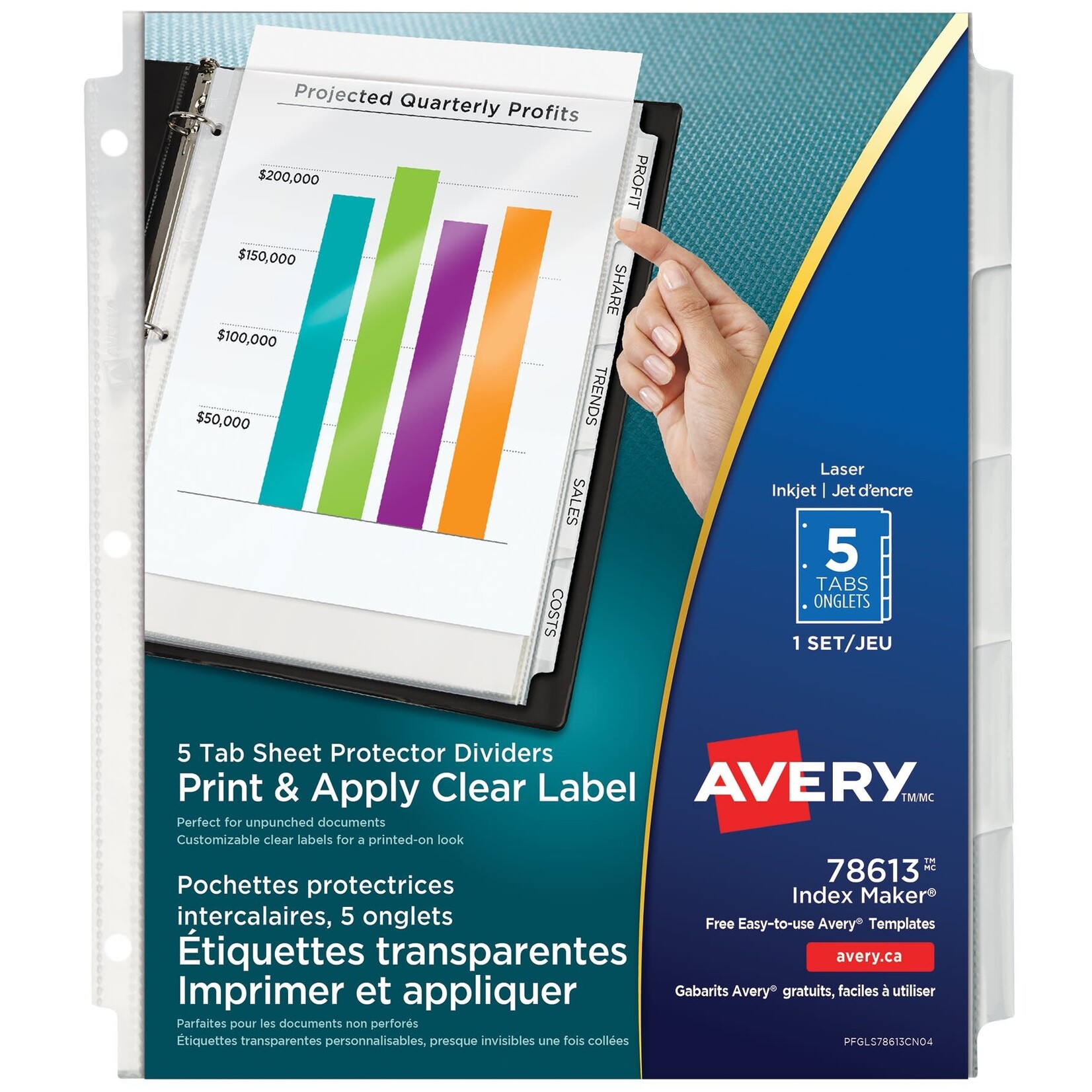 Avery INDEX DIVIDERS/SHEET PROTECTORS-INDEX MAKER, 5 TABS 78613