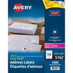 Avery LABELS-ADDRESS EASY PEEL WHITE 1-1/3X4 1400/BOX 5162
