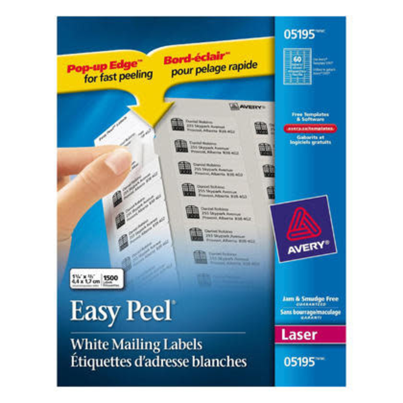 Avery LABELS-ADDRESS EASY PEEL WHITE 2/3X1-3/4 1500/EV 05195