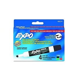 Expo MARKER SET-DRY ERASE, EXPO LOW ODOUR, CHISEL 4-COL. (80074)
